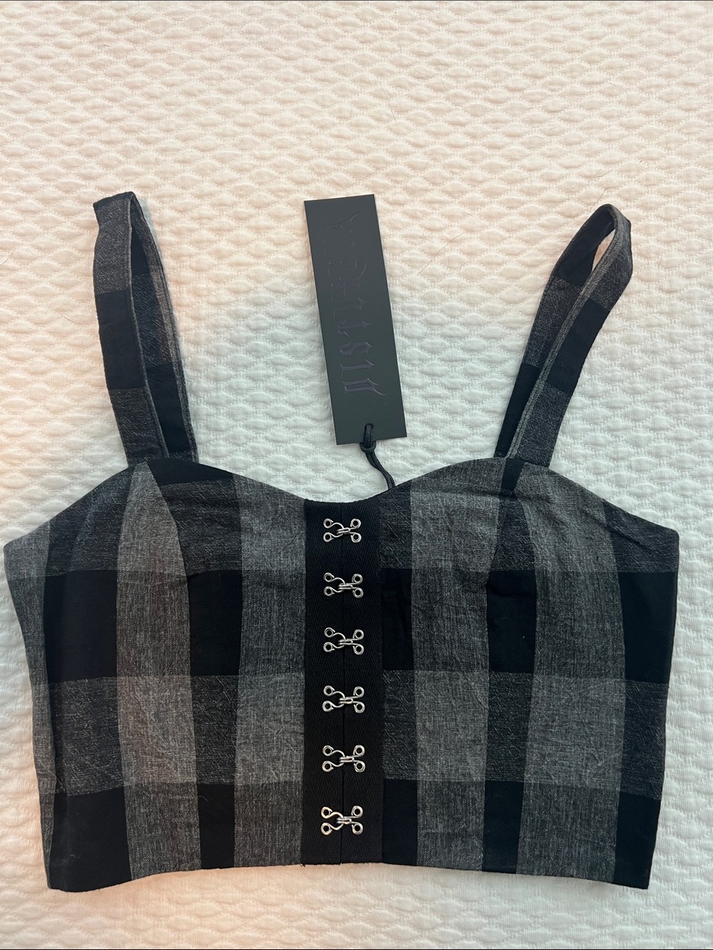 Disturbia Nyctophilia Bralet Check Plaid Crop Top - Goth Punk - NWT Size 2